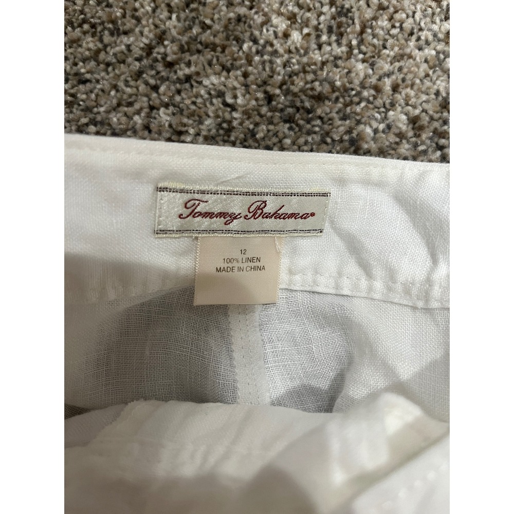 Tommy Bahama White Linen Wide Leg Cargo‎ Pants Womens 12 Beach Tropical Relaxed - Picture 3 of 7